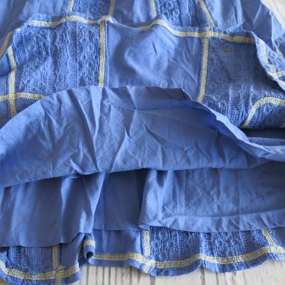 Miss Me Blue Beige Trim Embroidered Lined Sleeveless Summer Dress - Size Small - Picture 6 of 8